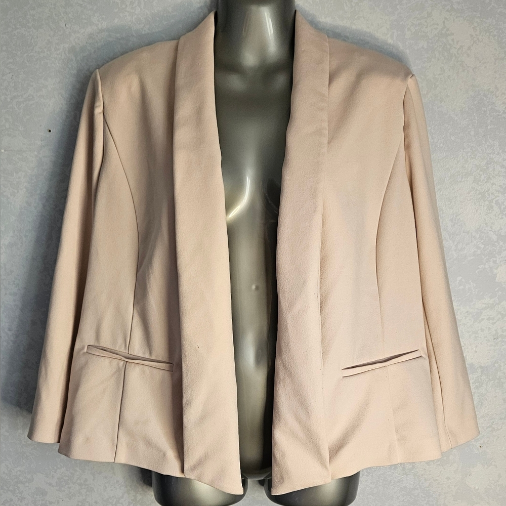 ANNE KLEIN Womens Cream Open Front Jacket XL